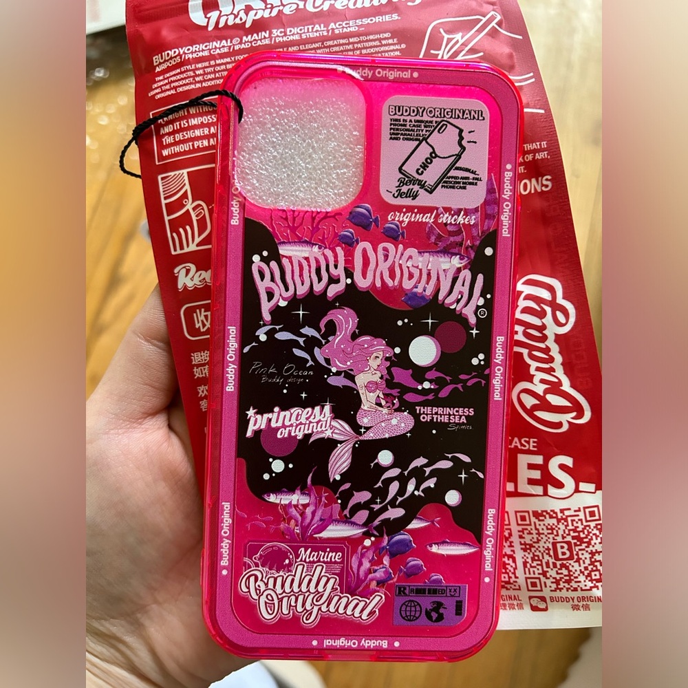 iPhone 13 phone case, neon pink, brand new